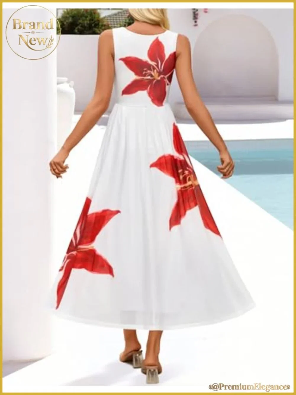 Sleeveless Floral Tulle Maxi Dress A-Line Wedding Guest